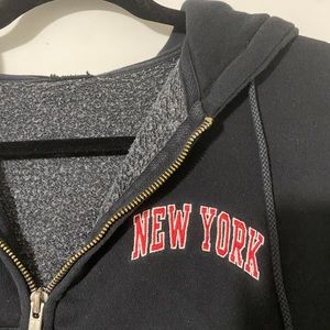Black Cropped Brandy Melville New York Zip Up